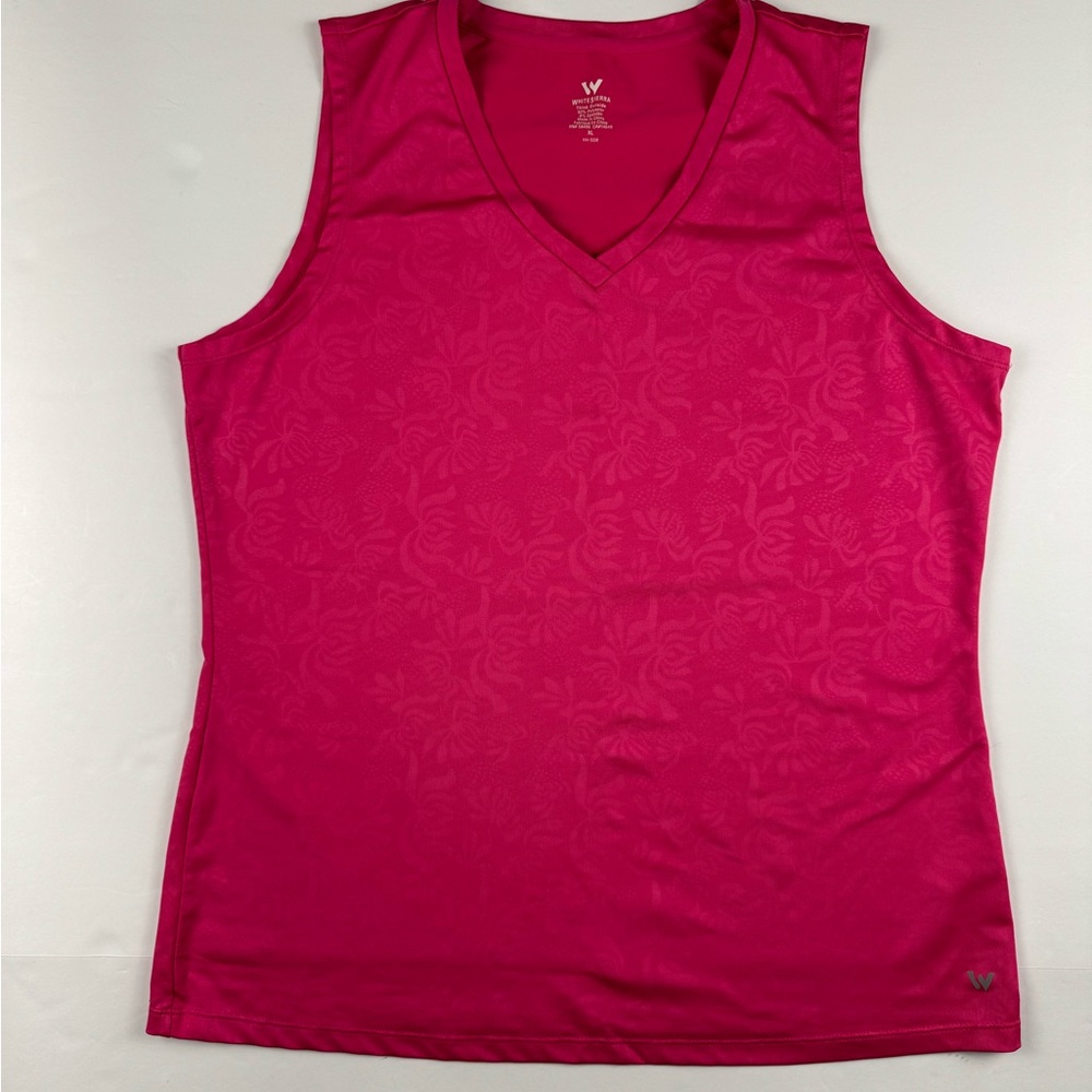 White Sierra Sleeveless V-Neck Tank Top - Hot Pink